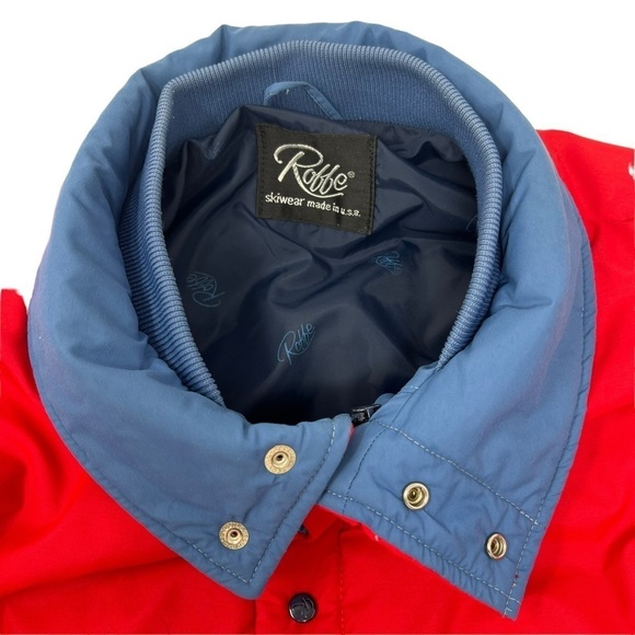 VTG 80s Roffe USA Men’s Thinsulate Red White Blue Ski Coat Size L Color Block - Picture 11 of 14